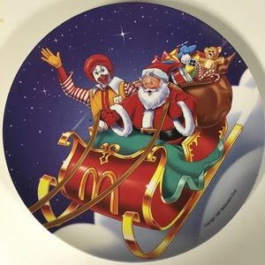 McDonald’s Christmas Ronald McDonald & Santa Melamine Plate Vintage 1997 Dish